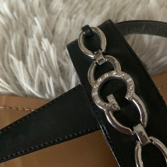 Guess Thong Sandal Black with Silver Links and Guess Logo with Rhinestones 9 - Picture 6 of 14